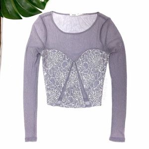 Urban Outfitters lace embroidered tight top